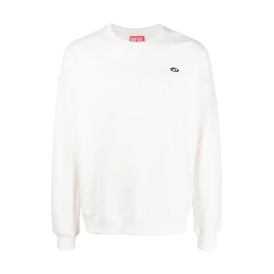 Diesel White Crewneck Sweatshirt with Embroidered Logo A037850BKAF141