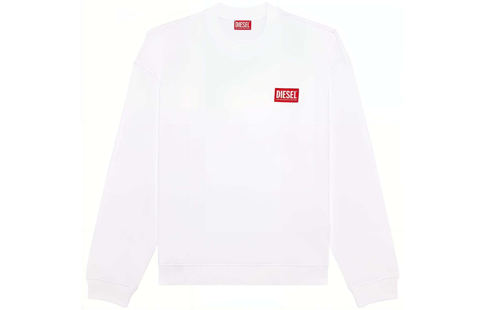 Diesel White Crewneck Sweatshirt with Lettering Print Long Sleeves A115910ILAC-100