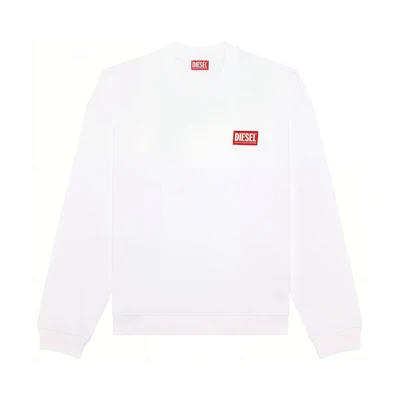 Diesel White Crewneck Sweatshirt with Lettering Print Long Sleeves A115910ILAC-100