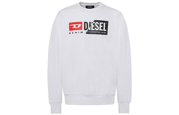 Diesel White Crewneck Sweatshirt with Logo Print A017220AAZG-100