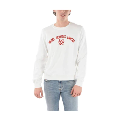 Diesel White Crewneck Sweatshirt with Solid Letter Print Design A037820IAJH-141