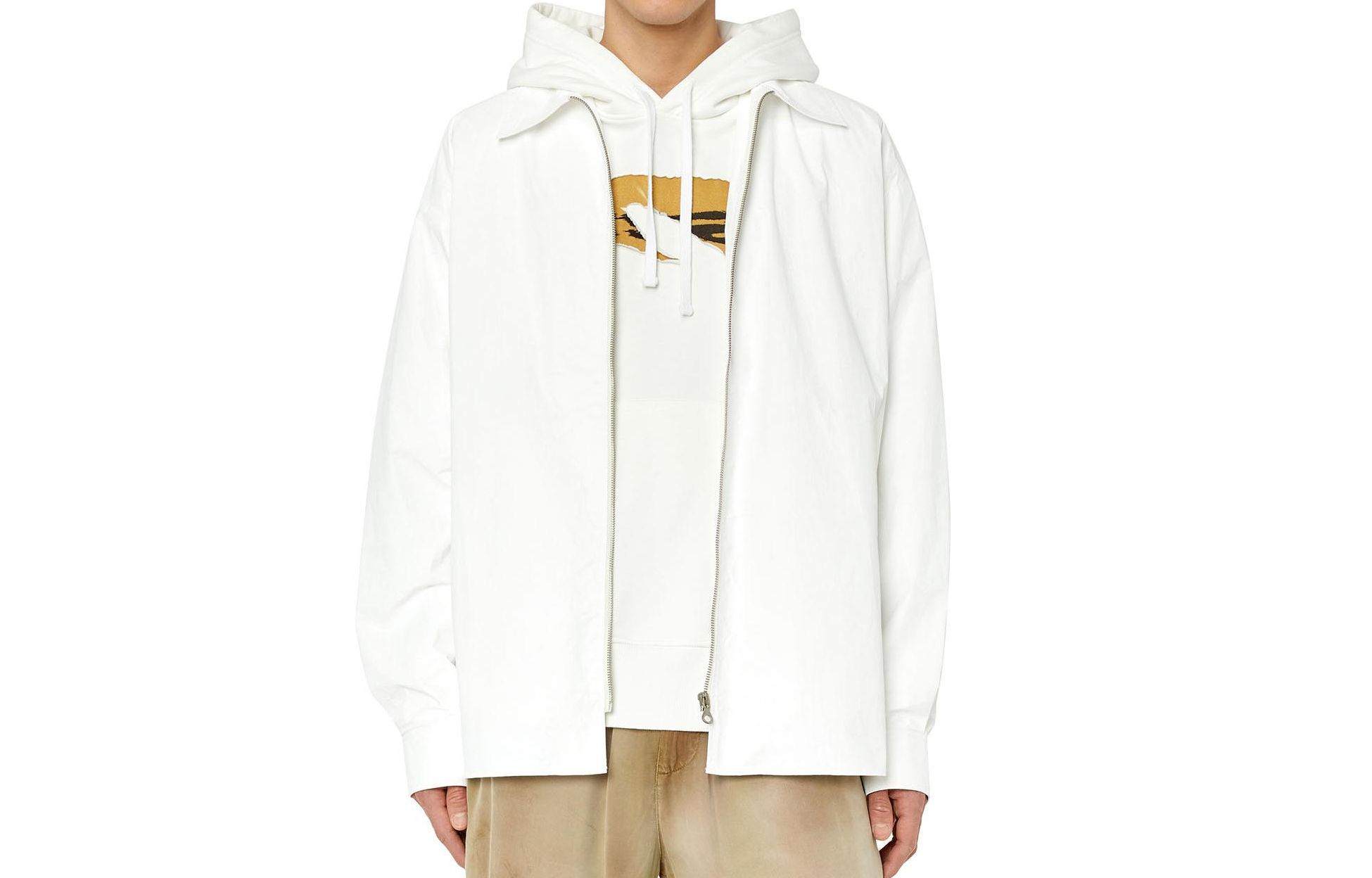 Diesel White Full-Zip Jacket with Snap Cuff and Collar A088060BJAB-1AB