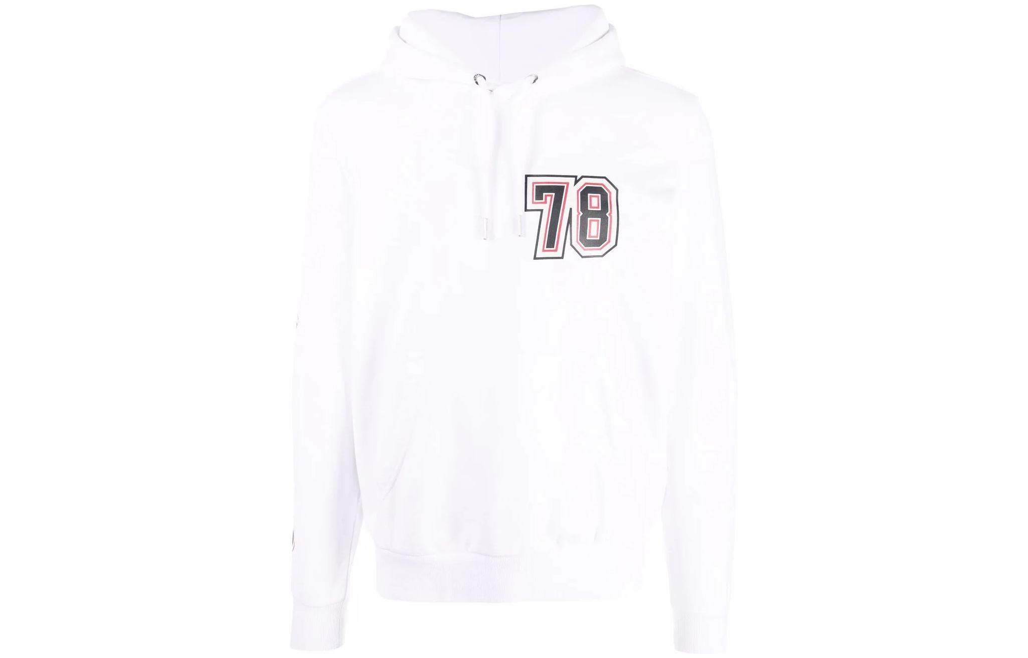 Diesel White Hoodie with Alphanumeric Patches and Drawstring A033690HAYT100