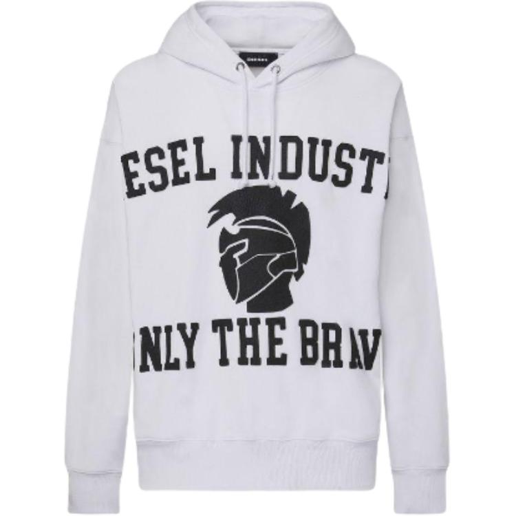 Diesel White Hoodie with Letter Logo Print A002160TAZM100
