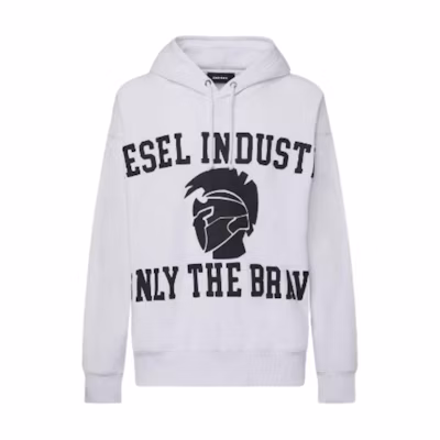 Diesel White Hoodie with Letter Logo Print A002160TAZM100