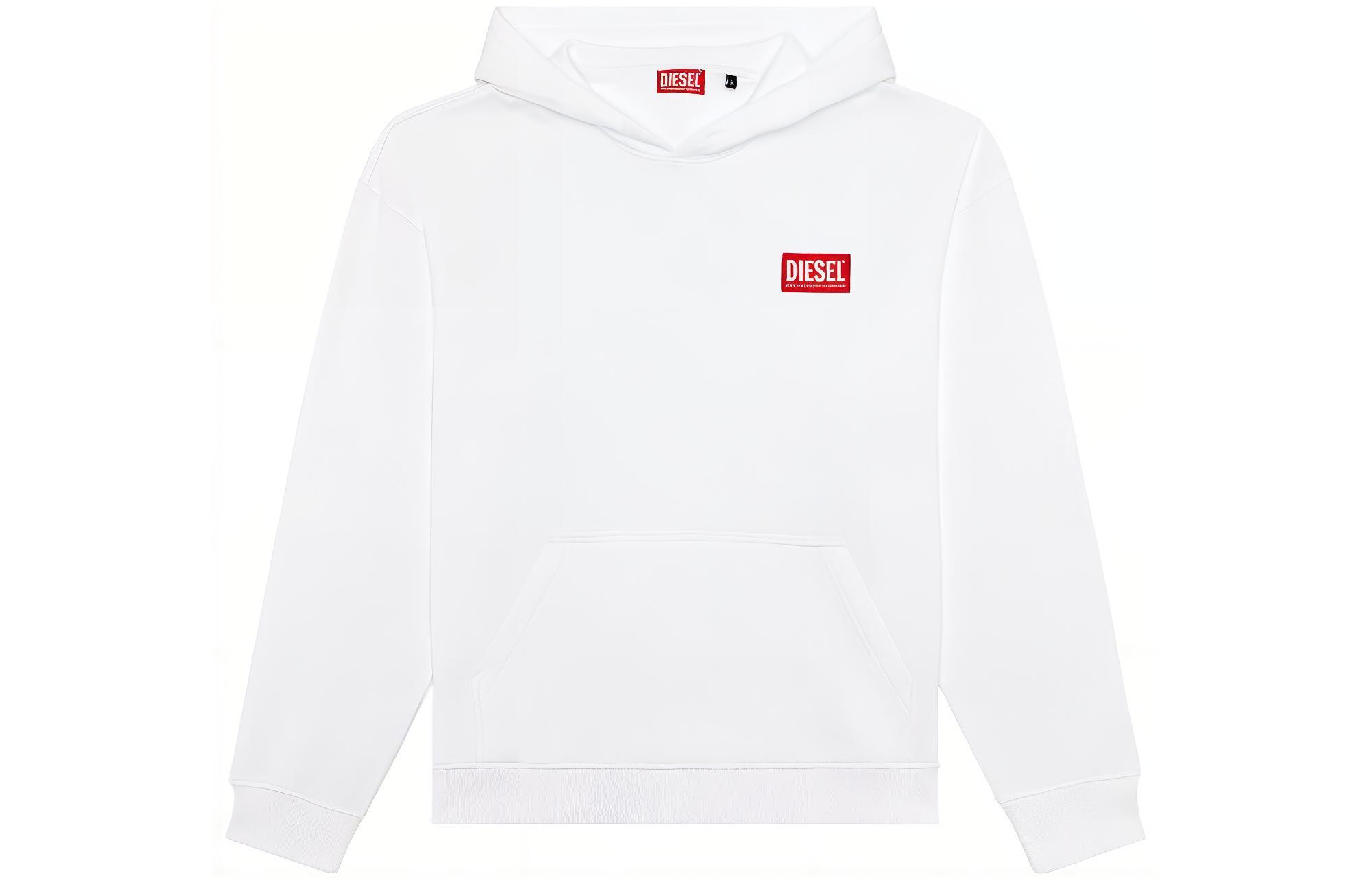 Diesel White Hoodie with Letter Print Design A115920ILAC-100