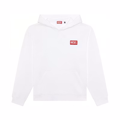 Diesel White Hoodie with Letter Print Design A115920ILAC-100