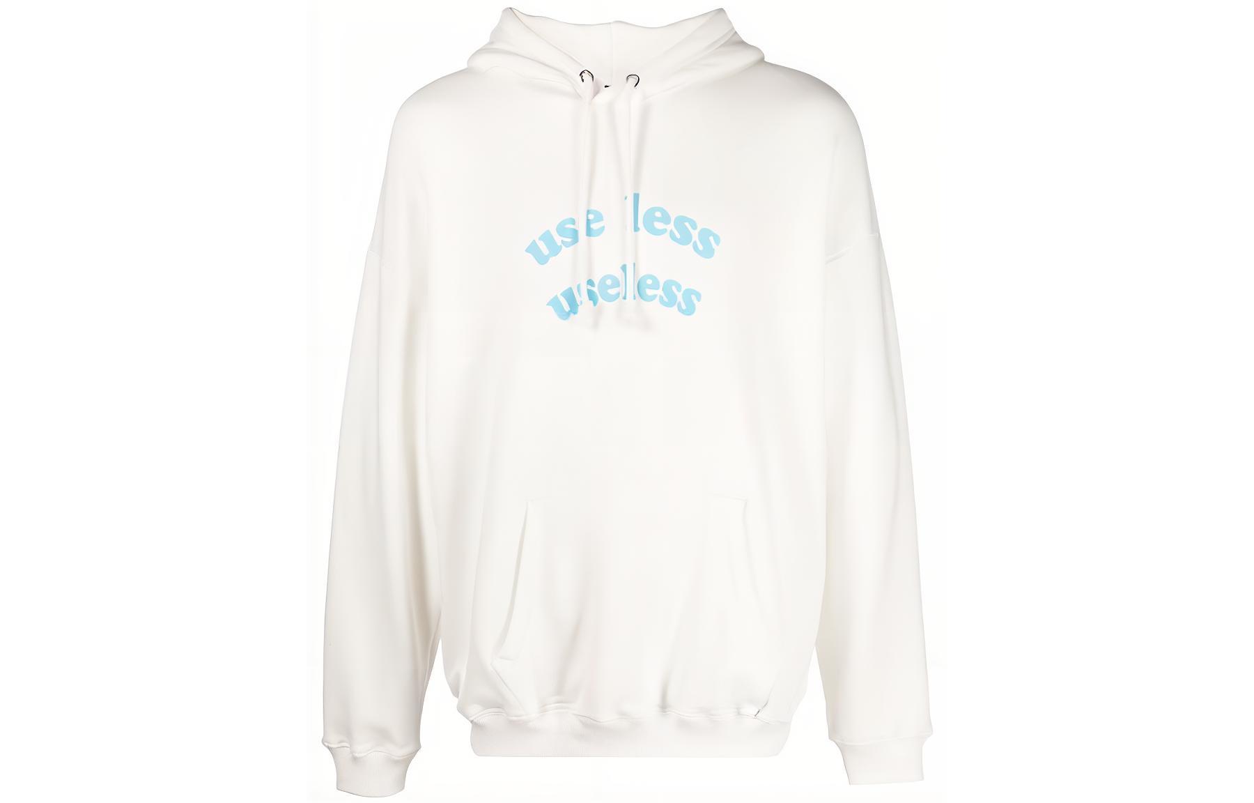Diesel White Hoodie with Letter Print Long Sleeves A032790GRAH129