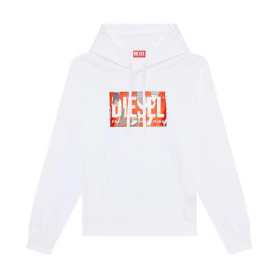 Diesel White Hoodie with Logo Lettering Design A125310JFAV-100