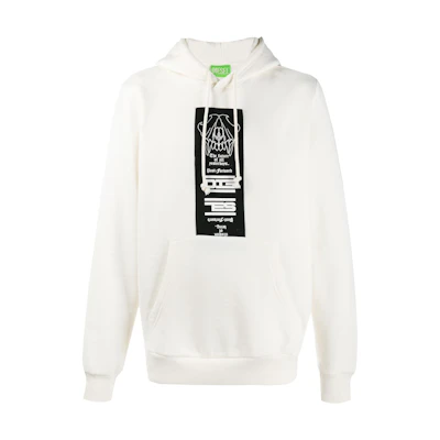 Diesel White Hoodie with Logo Print and Drawstring Design A010510GRAL-129