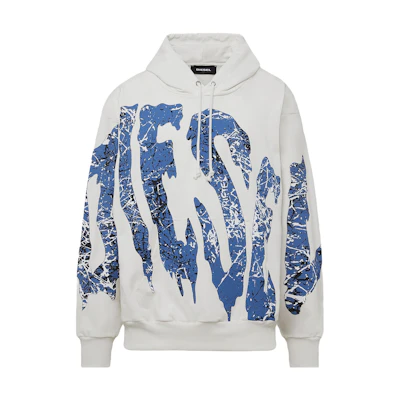 Diesel White Hoodie with Oversized Logo Print, Casual Pullover Style A002830KAXU-WITE