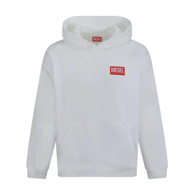 Diesel White Letter Print Hoodie Pullover Long Sleeve Sweatshirt A149490ILAC-100