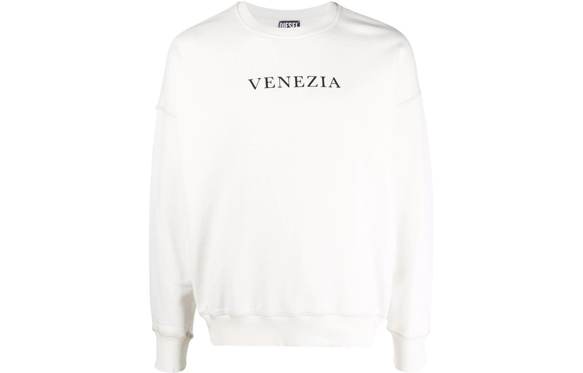 Diesel White Long-Sleeve Sweatshirt with Letter Print A057140LEAC141
