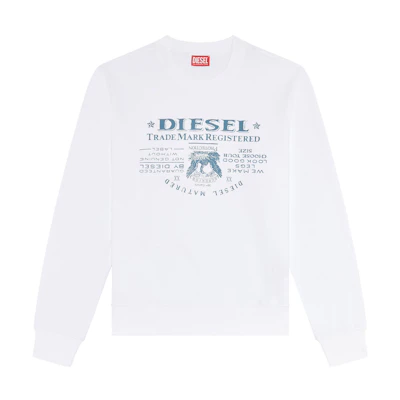 Diesel White Loose Fit Crewneck Letter Print Sweatshirt A035660JFAV-100