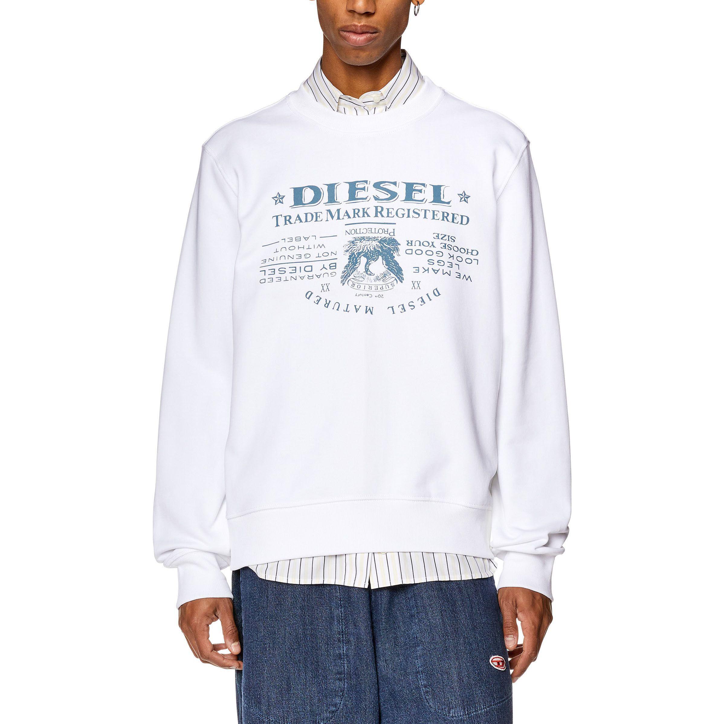Lookbook Diesel 白色寬鬆版圓領字母印花長袖上衣 A035660JFAV-100