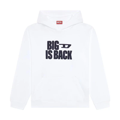 Diesel White Loose Fit Hoodie with Letter Print Long Sleeves A121150BMAS-100