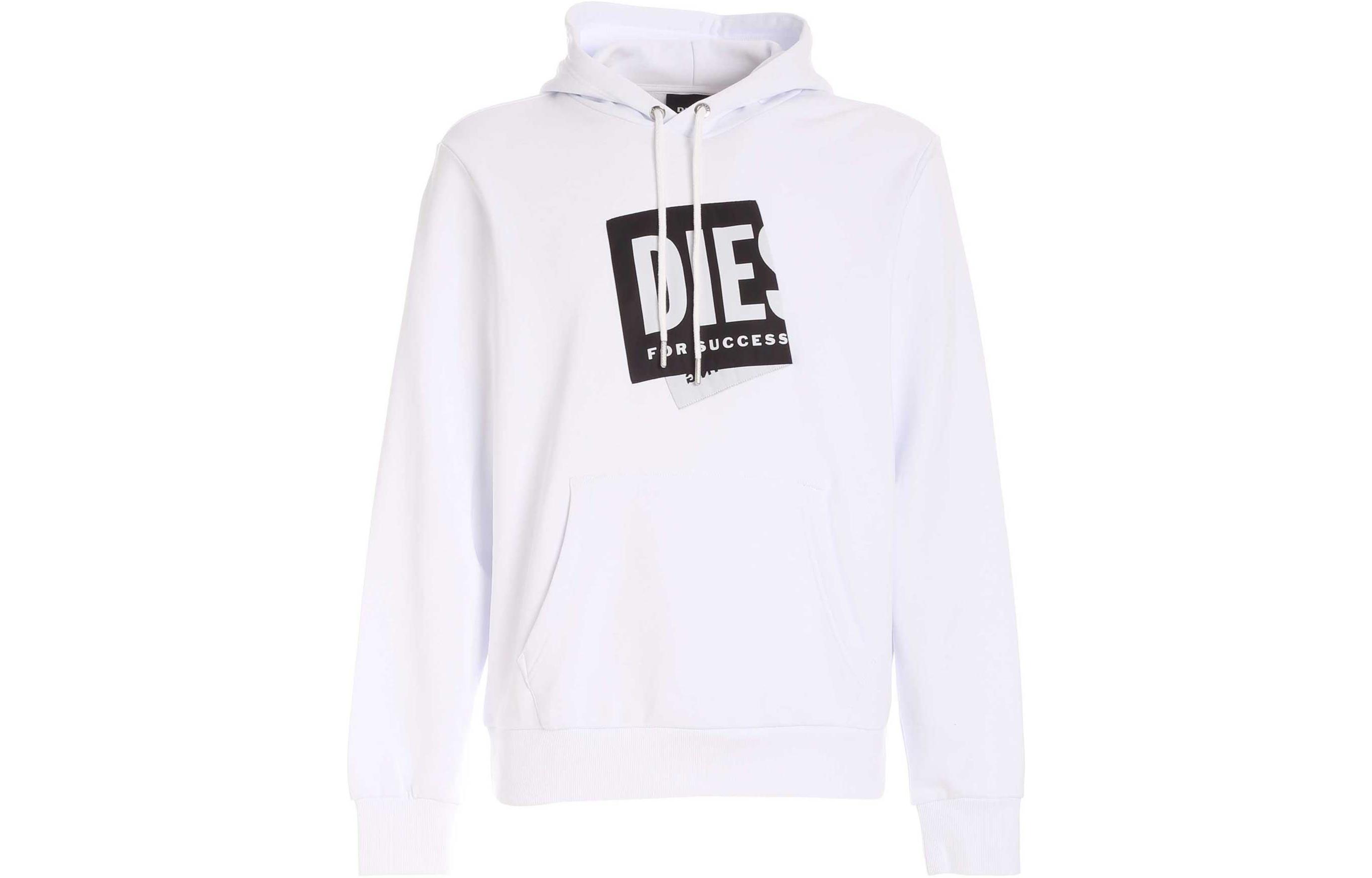 Diesel White Oversized Hoodie with Contrasting Logo Print Design A024490TAZM100