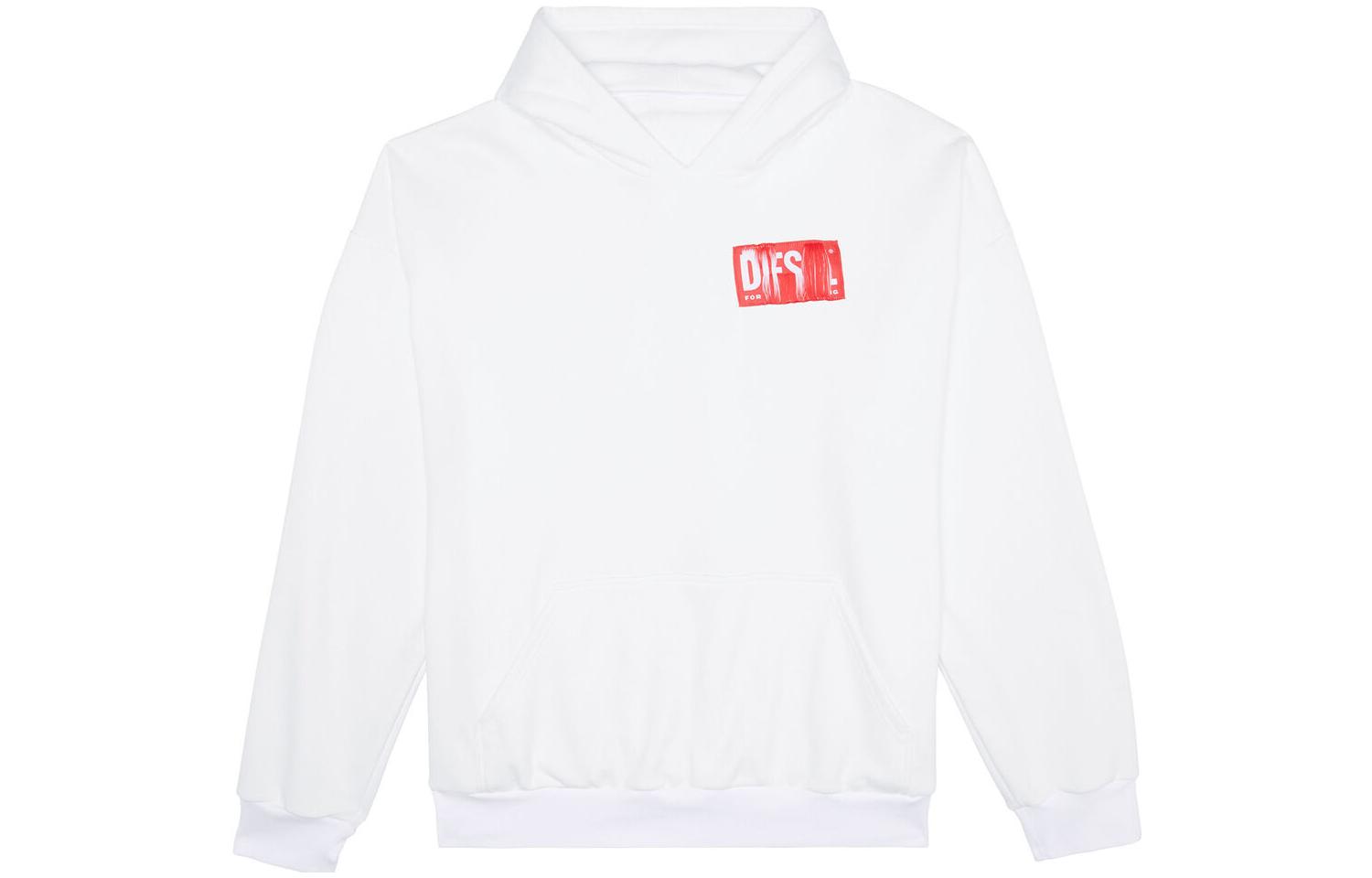 Diesel White Oversized Letter Logo Hoodie A115360HLAM-100