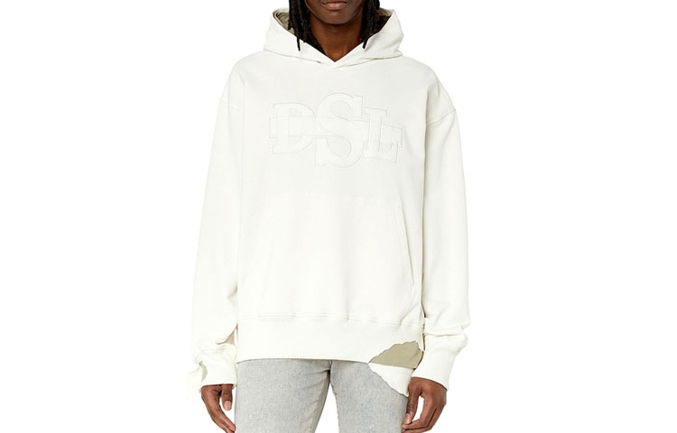 Diesel White Oversized Plain Hoodie A085650DFAF-141A
