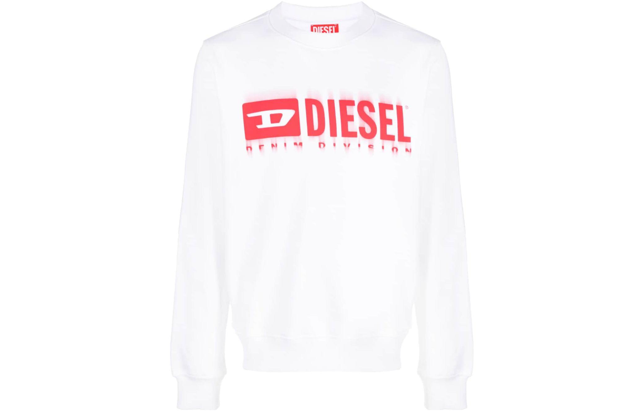 Diesel White Printed Cotton Crewneck Long-Sleeve Sweatshirt A125800JFAV-WHITE