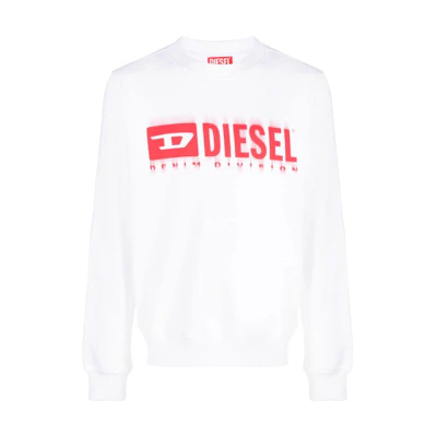 Diesel White Printed Cotton Crewneck Long-Sleeve Sweatshirt A125800JFAV-WHITE