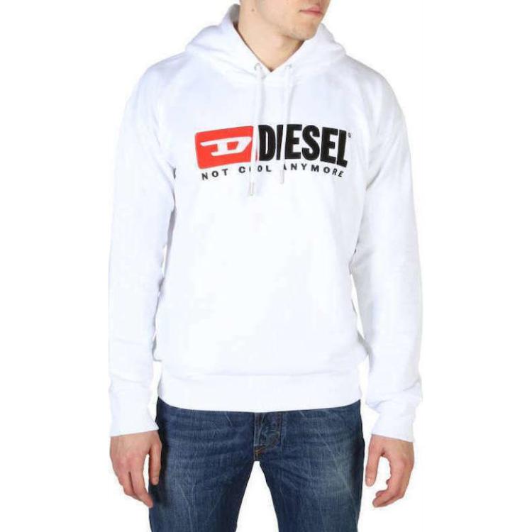 Diesel White Pullover Hoodie with Letter Print 00SVDL0CATK-100