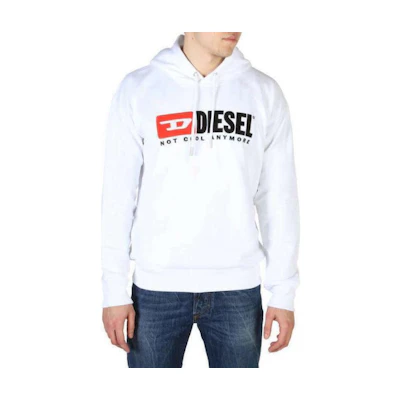 Diesel White Pullover Hoodie with Letter Print 00SVDL0CATK-100