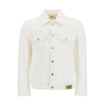 Diesel White Single-Breasted Jacket with Logo Collar A021260ABBK100