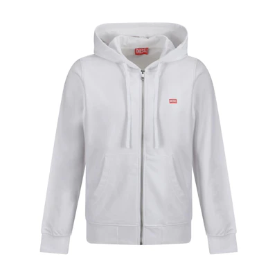 Diesel White Solid Color Hoodie Zip-Up Jacket A148330HAYT-100