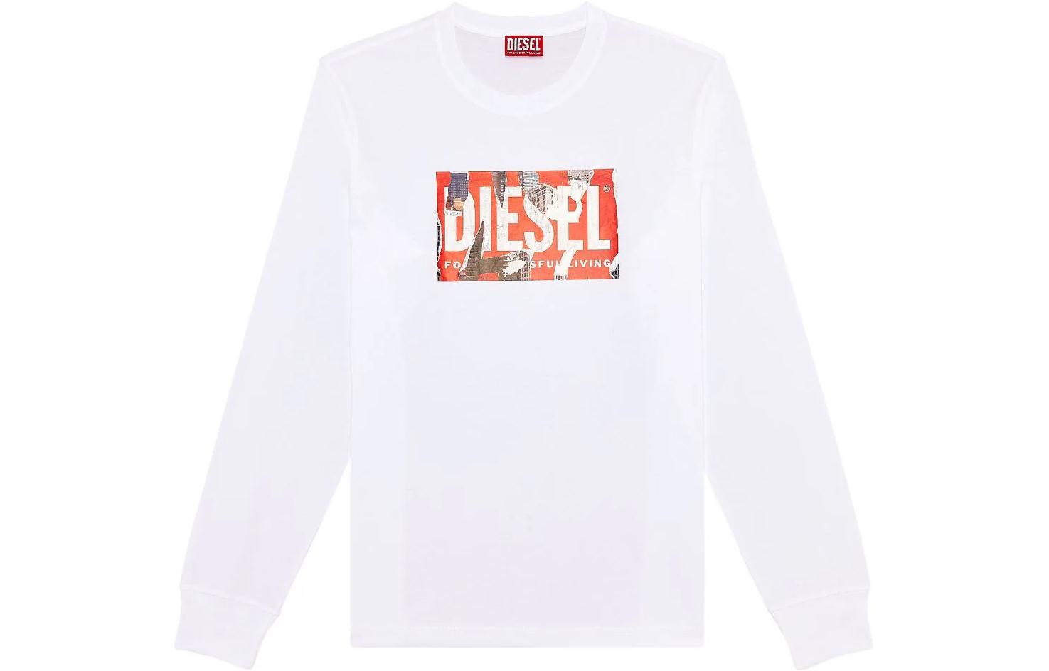 Diesel White Sweatshirt with Removable Letter Print Design A125260CATM100