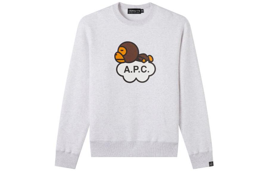 Diesel A BATHING APE White Cartoon Graphic Crewneck Sweatshirt Unisex COFDB-M27754-PLA