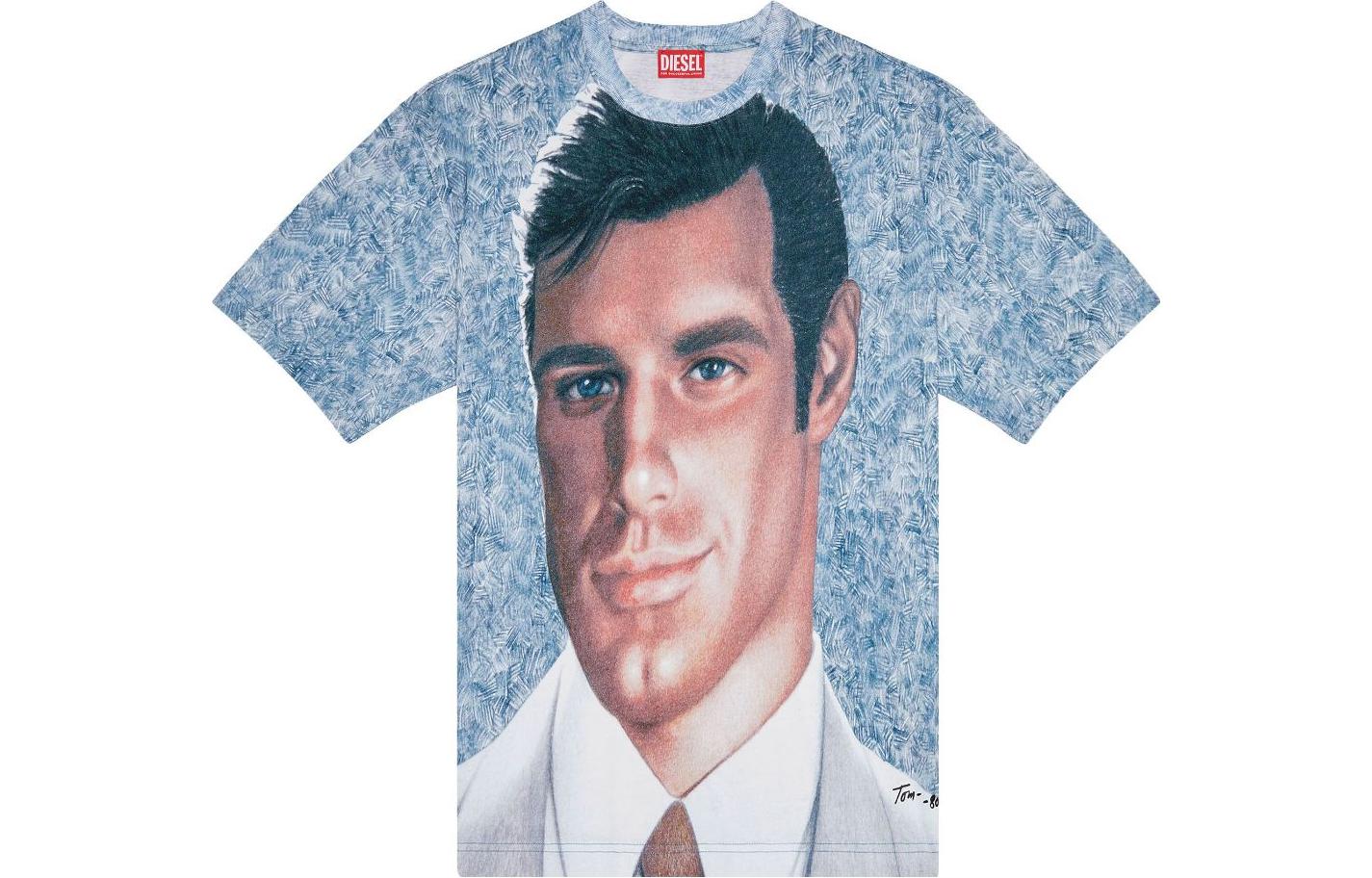 Order DIESEL x Tom of Finland SS23 Pride Graphic Unisex T-Shirt Blue P011080SIAL-9XXA