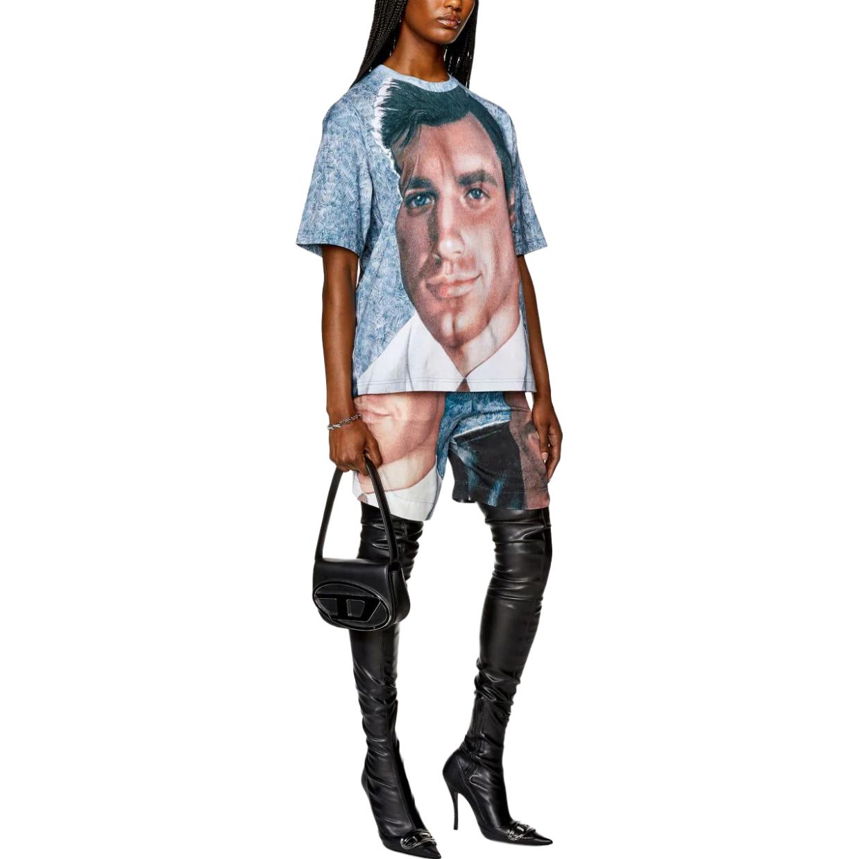 Shop DIESEL x Tom of Finland SS23 Pride Graphic Unisex T-Shirt Blue P011080SIAL-9XXA