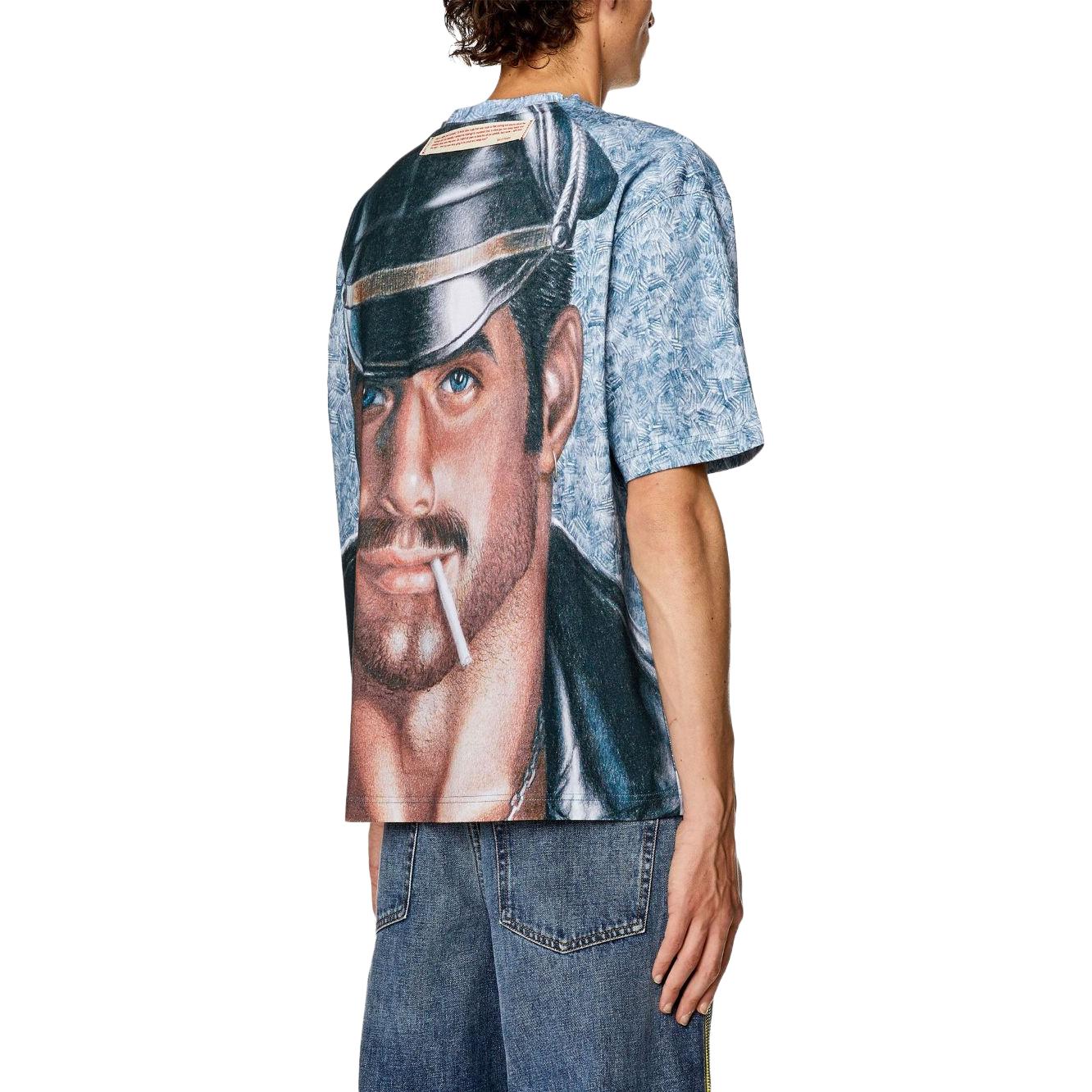 Details for DIESEL x Tom of Finland SS23 Pride Graphic Unisex T-Shirt Blue P011080SIAL-9XXA
