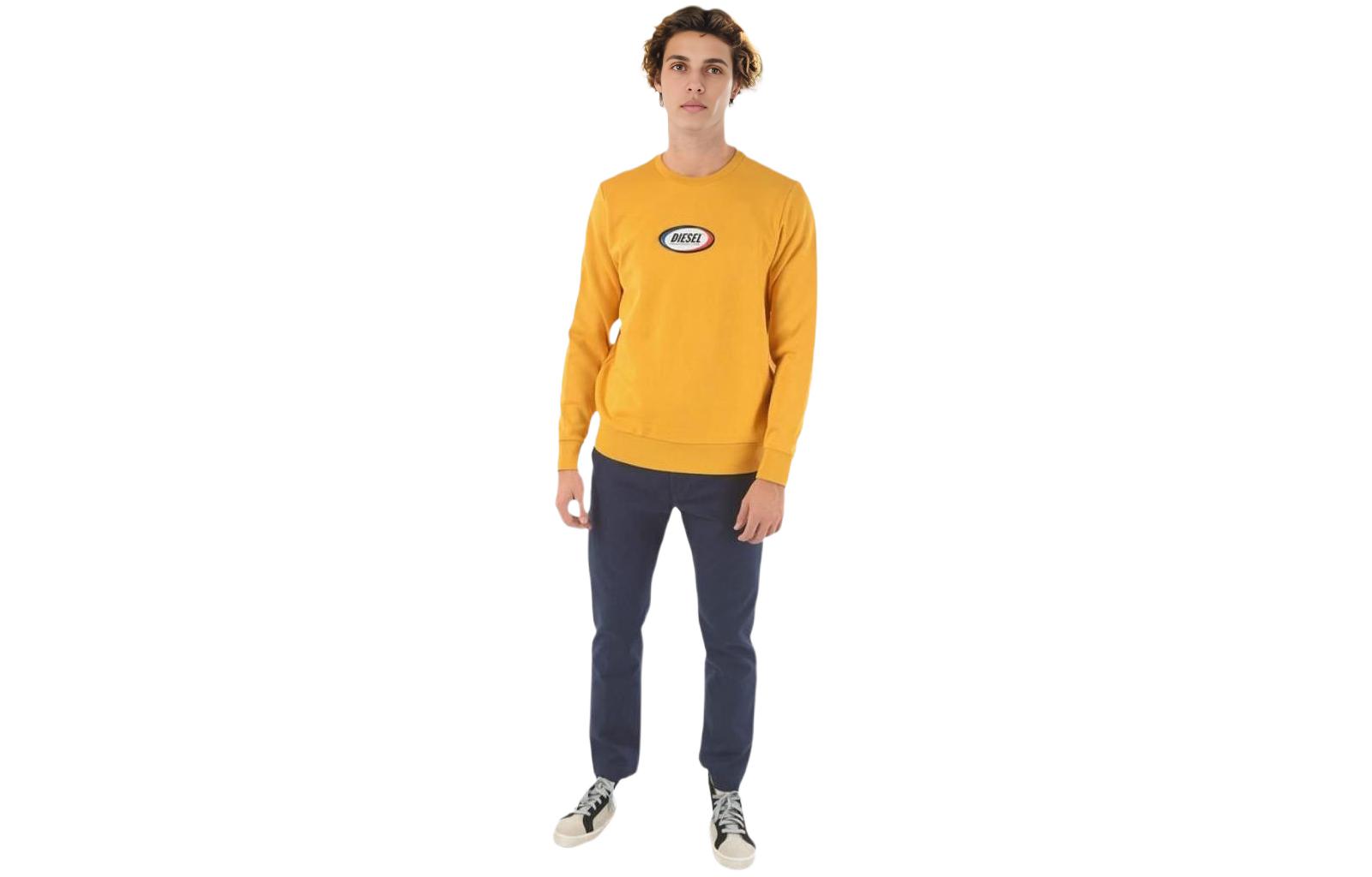 Diesel Yellow Crewneck Logo Print Long-Sleeve Sweatshirt A010740TAZM22K