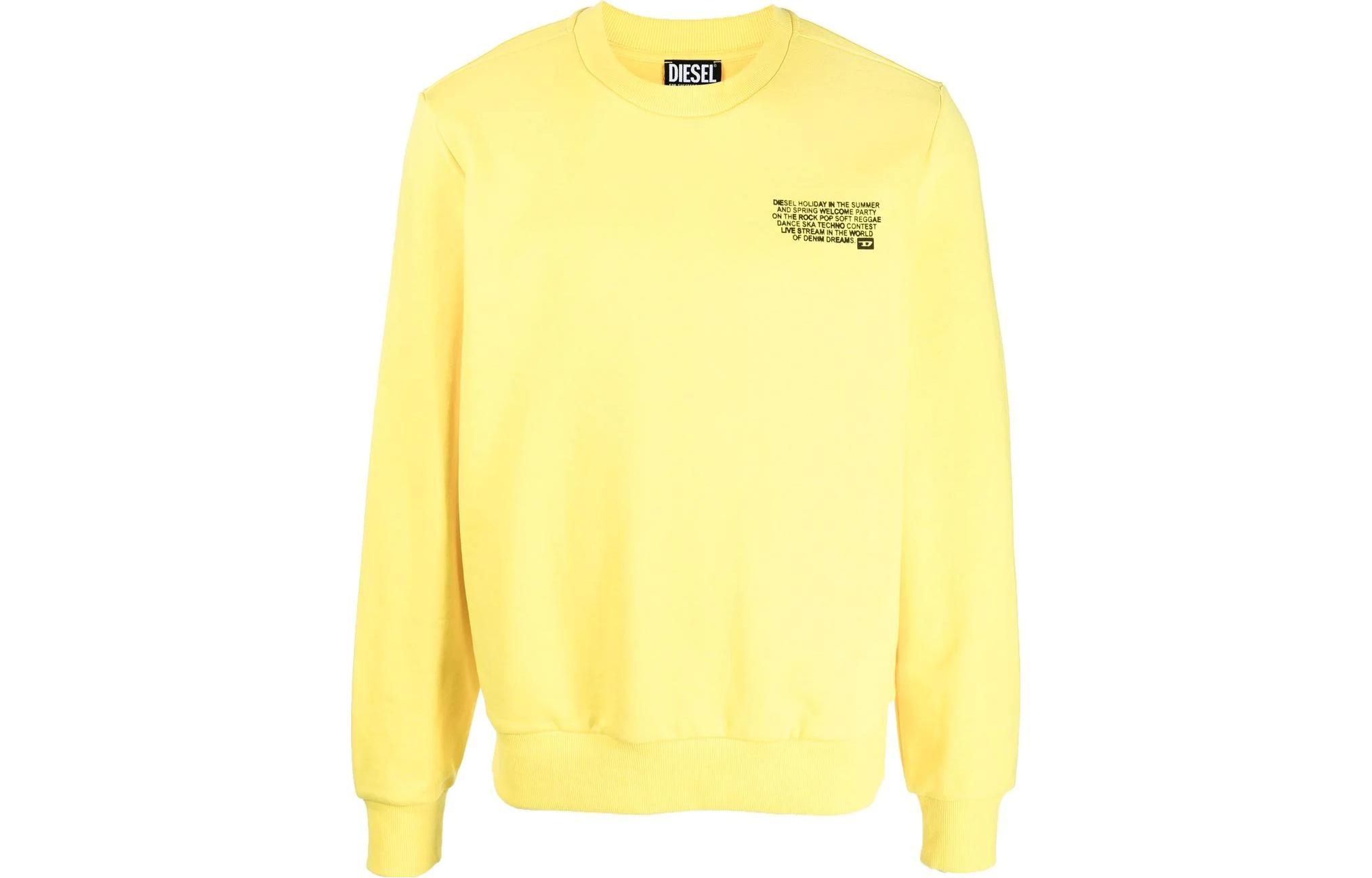 Diesel Yellow Crewneck Sweatshirt with Letter Print Design A086840HAYT-295