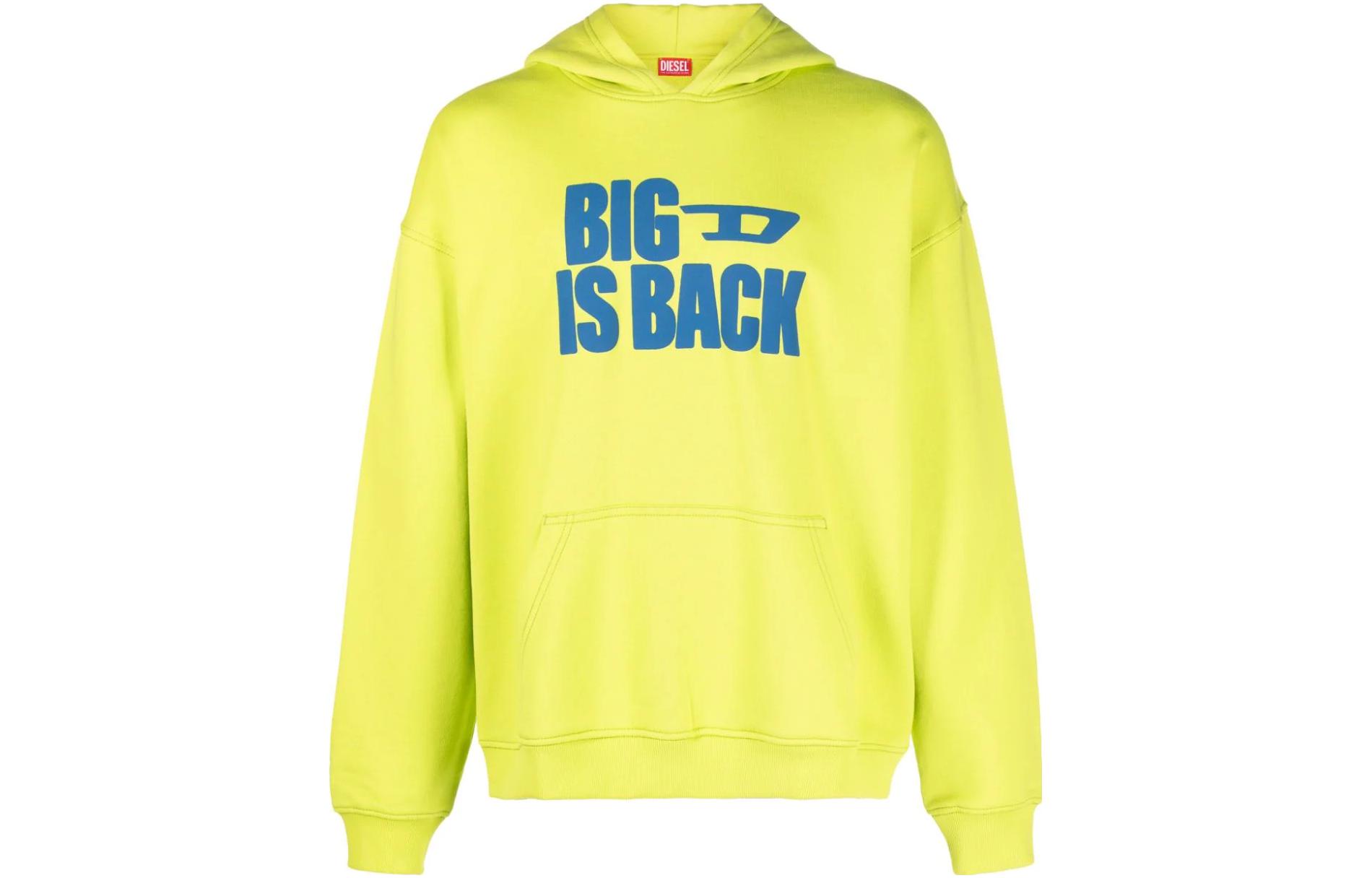Diesel Yellow Hoodie with Drop-Shoulder Letter Print Design A121150BMAS-YELLWO