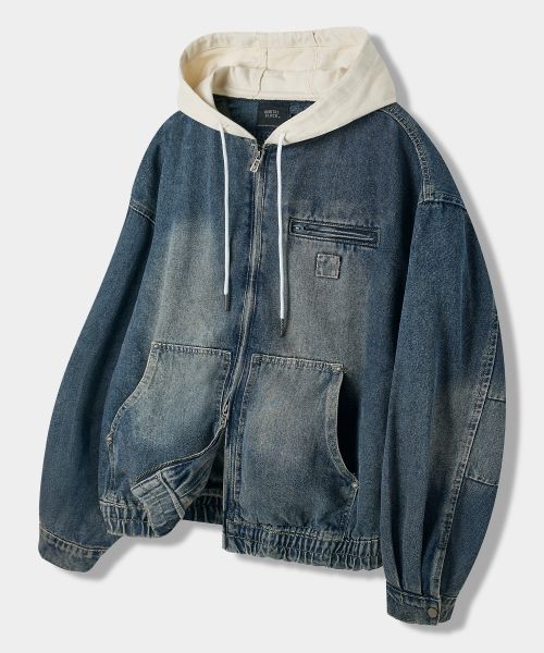 Dimitri Black 2WAY OG Essential Detroit Hooded Zip-Up Denim Dust Indigo DBE1DJ01DI