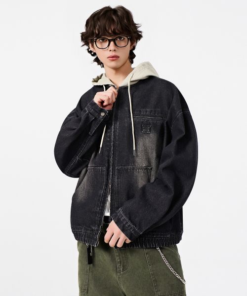 Lookbook DIMITRI 黑色雙穿OG款底特律連帽外套復古黑色丹寧 DBF1DJ01VB