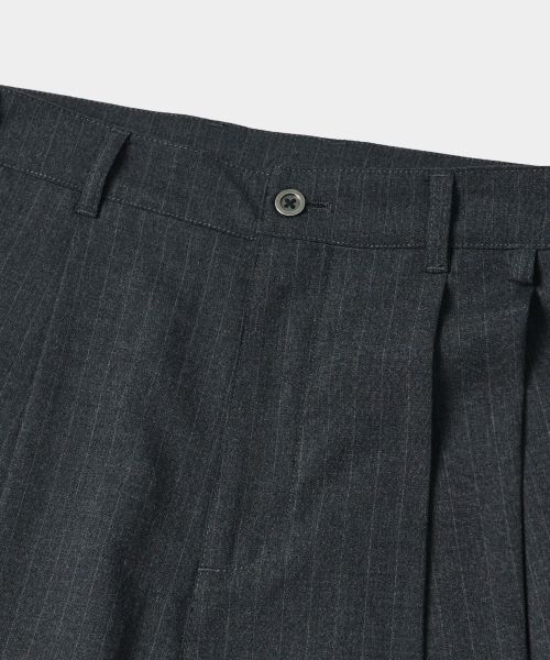 Shop Dimitri Black Adjust Two-Tuck Wide Slacks_Stripe Charcoal DBE7PL01CH
