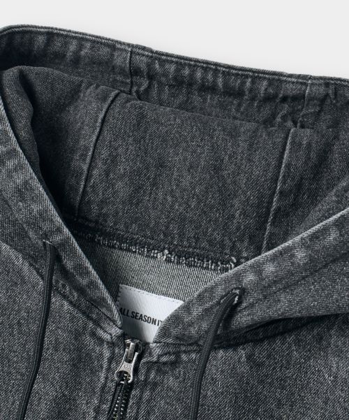Shop DIMITRI BLACK ASI Four Season Essential Hoodie Zip-Up_Denim Vintage Black ABF1DJ01VB
