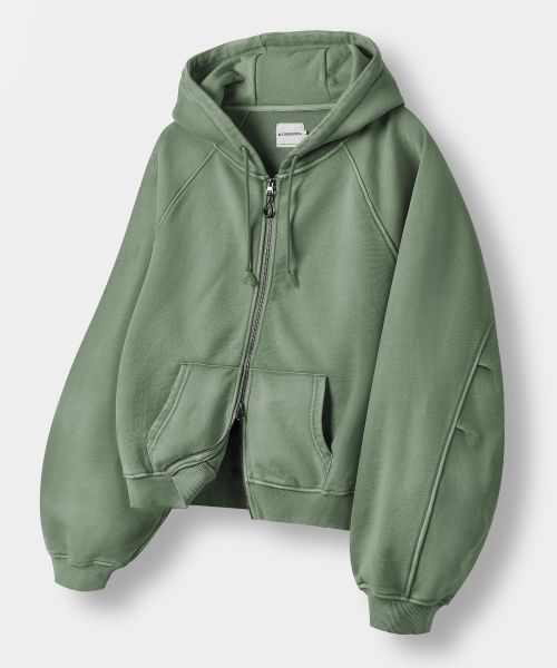 Dimitri Black ASI Four Seasons Essential Cropped Hoodie Zip-Up - Pigment Green ABF1TH02GN
