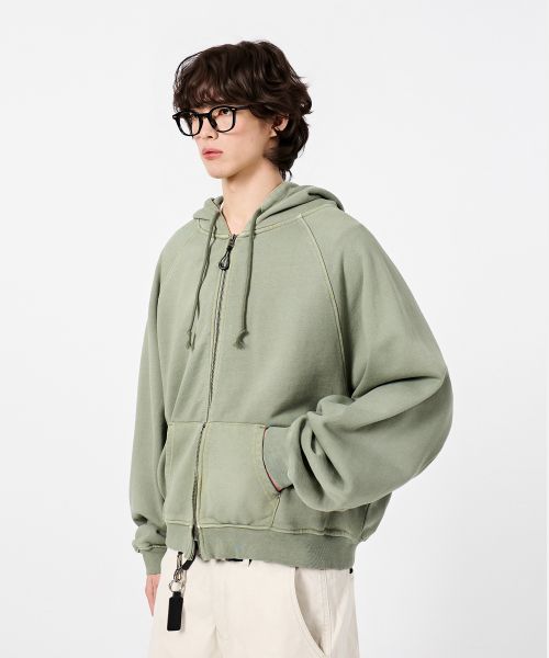 Lookbook Dimitri Black ASI Four Seasons Essential Cropped Hoodie Zip-Up - Pigment Green ABF1TH02GN