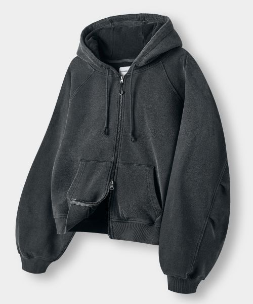 DIMITRI BLACK ASI Four Seasons Essential Hoodie Zip-Up_Crop Pigment Charcoal ABF1TH02CH