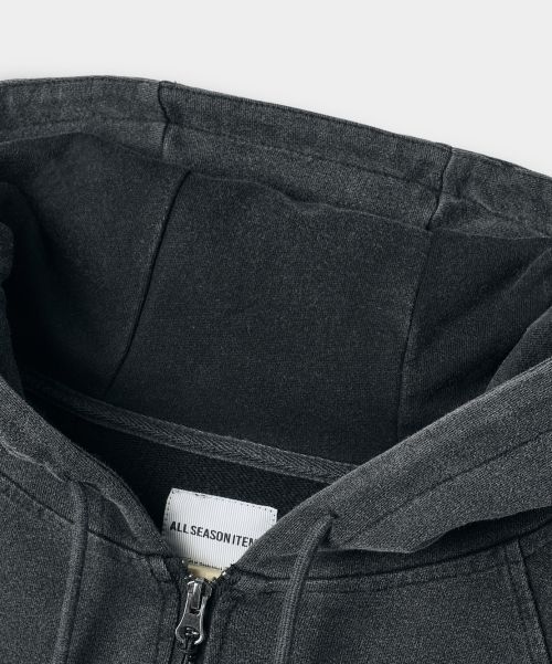Shop DIMITRI BLACK ASI Four Seasons Essential Hoodie Zip-Up_Crop Pigment Charcoal ABF1TH02CH