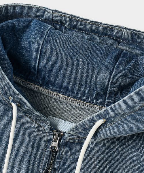 Shop DIMITRI BLACK ASI Four Seasons Essential Zip-Up Hoodie_Denim Dust Indigo ABF1DJ01DI