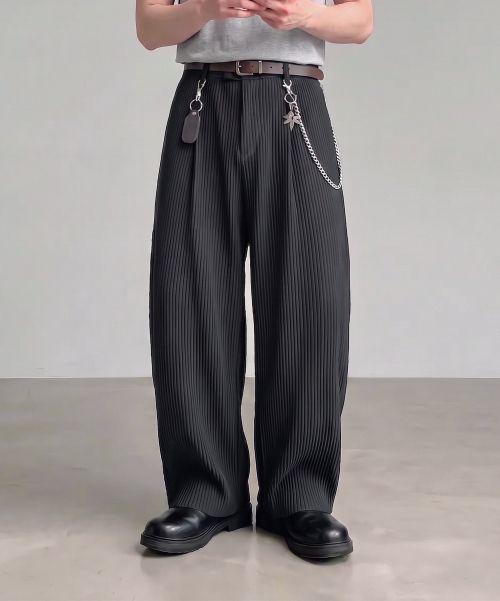 DIMITRI BLACK ASI Wide Pleated Pants with One Tuck - Black ABD4PL03BK