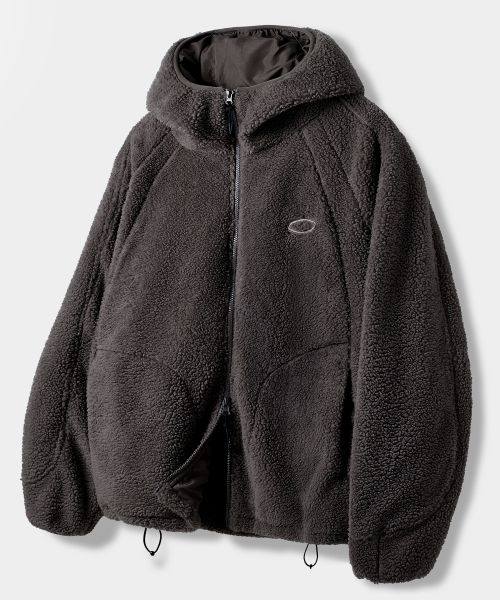 DIMITRI BLACK Balaclava Slash Hood Zip-Up Sherpa Fleece Charcoal VBE8TH02CH