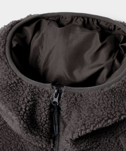 Shop DIMITRI BLACK Balaclava Slash Hood Zip-Up Sherpa Fleece Charcoal VBE8TH02CH