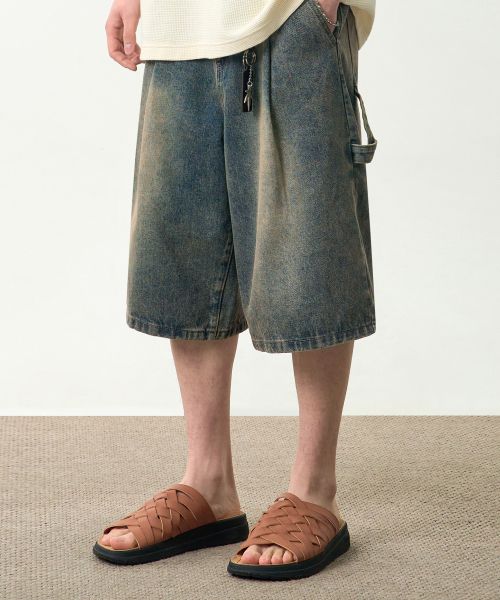 DIMITRI BLACK Bio Washing Carpenter Bermuda Denim Pants_Dust Indigo DBE3PS02DI